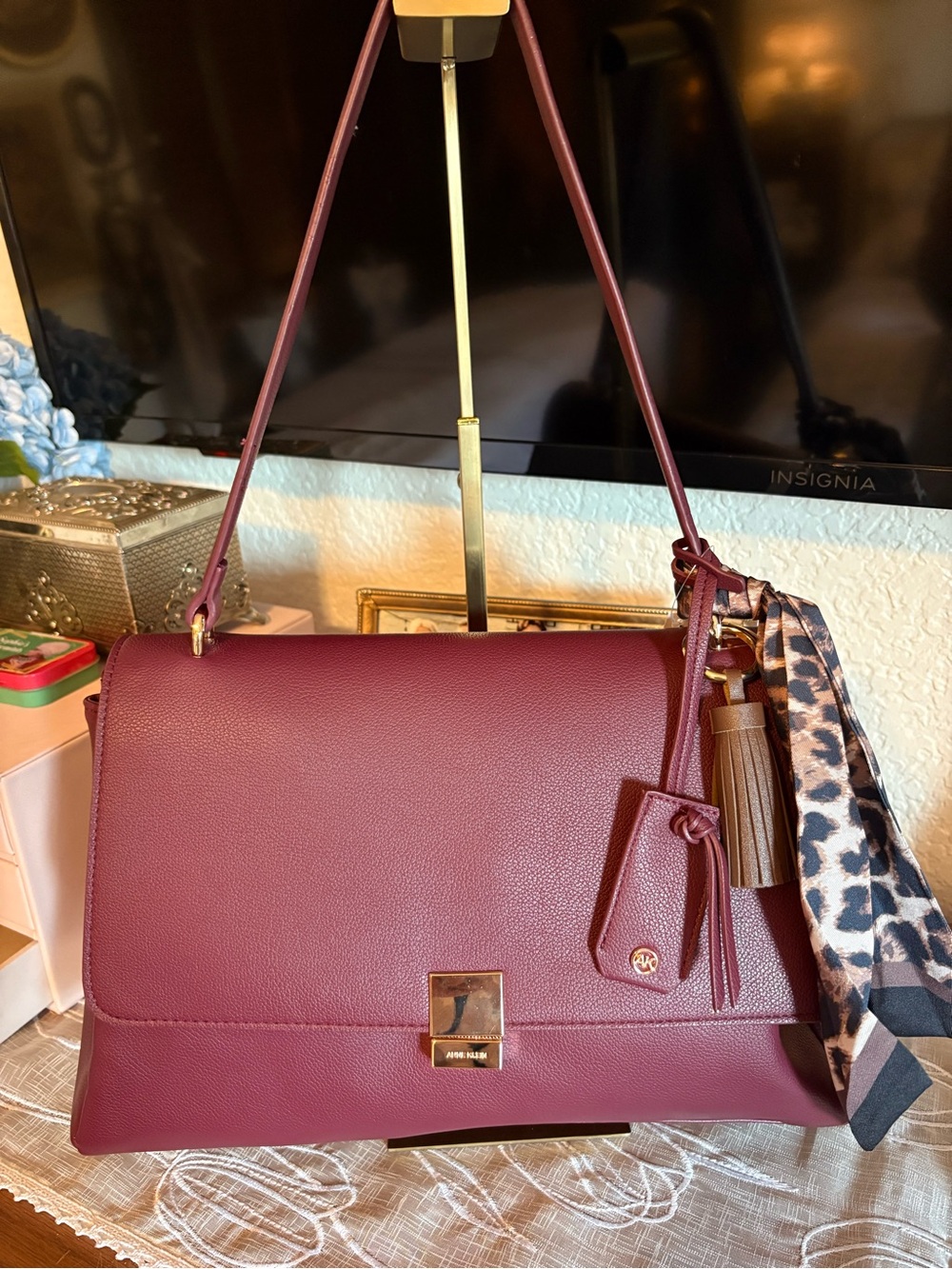 Merlot Satchel (Rodeo Style) with scarf